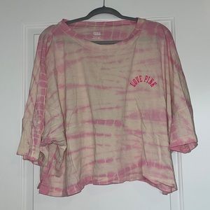 Pink and white tie dye over size short sleeve shirt!